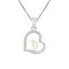 925 Sterling Silver CZ Heart Pearl Pendant Necklace for Women