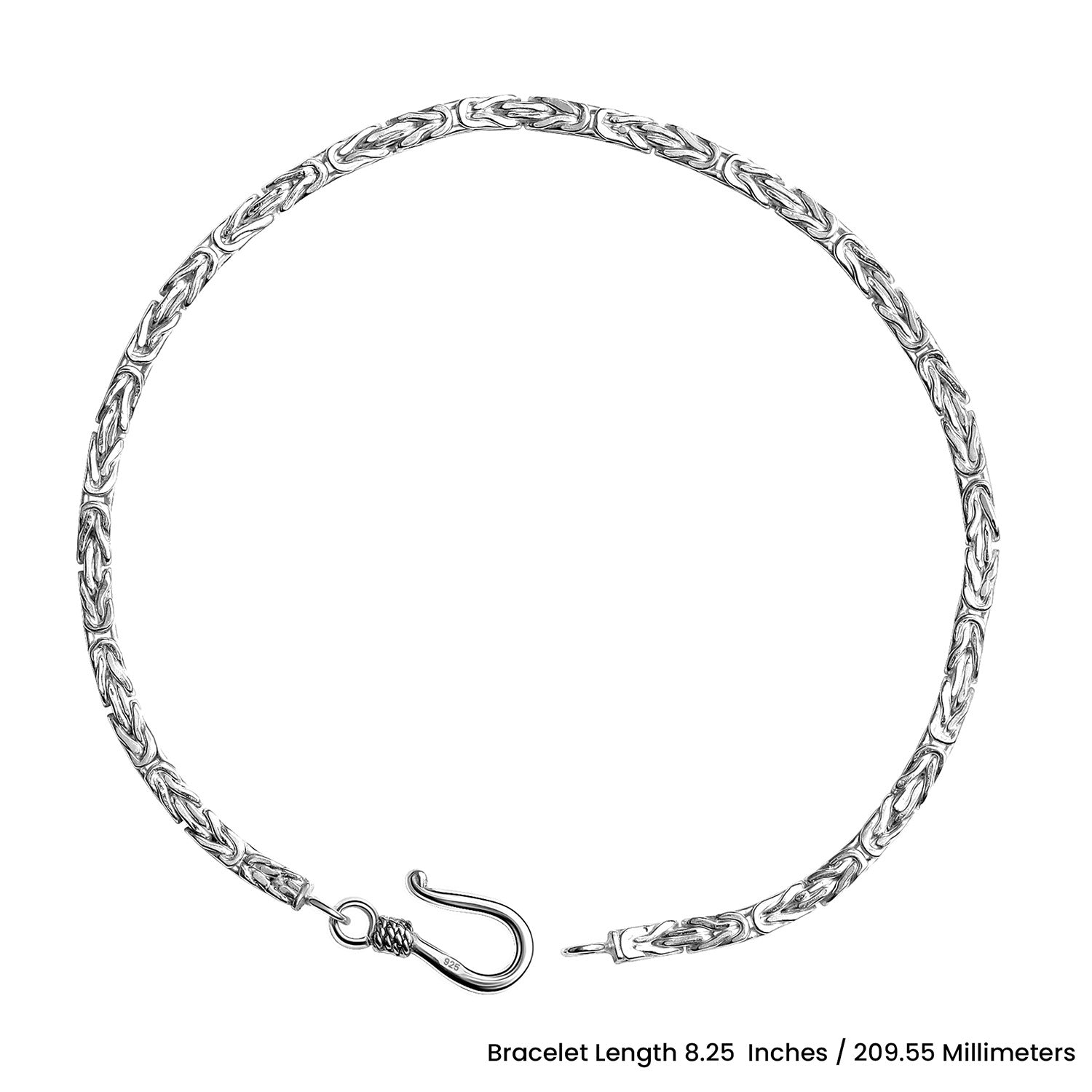 925 Sterling Silver Designer Byzantine Chain Bracelet for Men and Boys 8.5 Inches