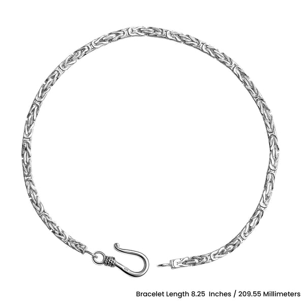 925 Sterling Silver Designer Byzantine Chain Bracelet for Men and Boys 8.5 Inches