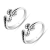 925 Sterling Silver Oxidized Floral Design Toe Rings for Women