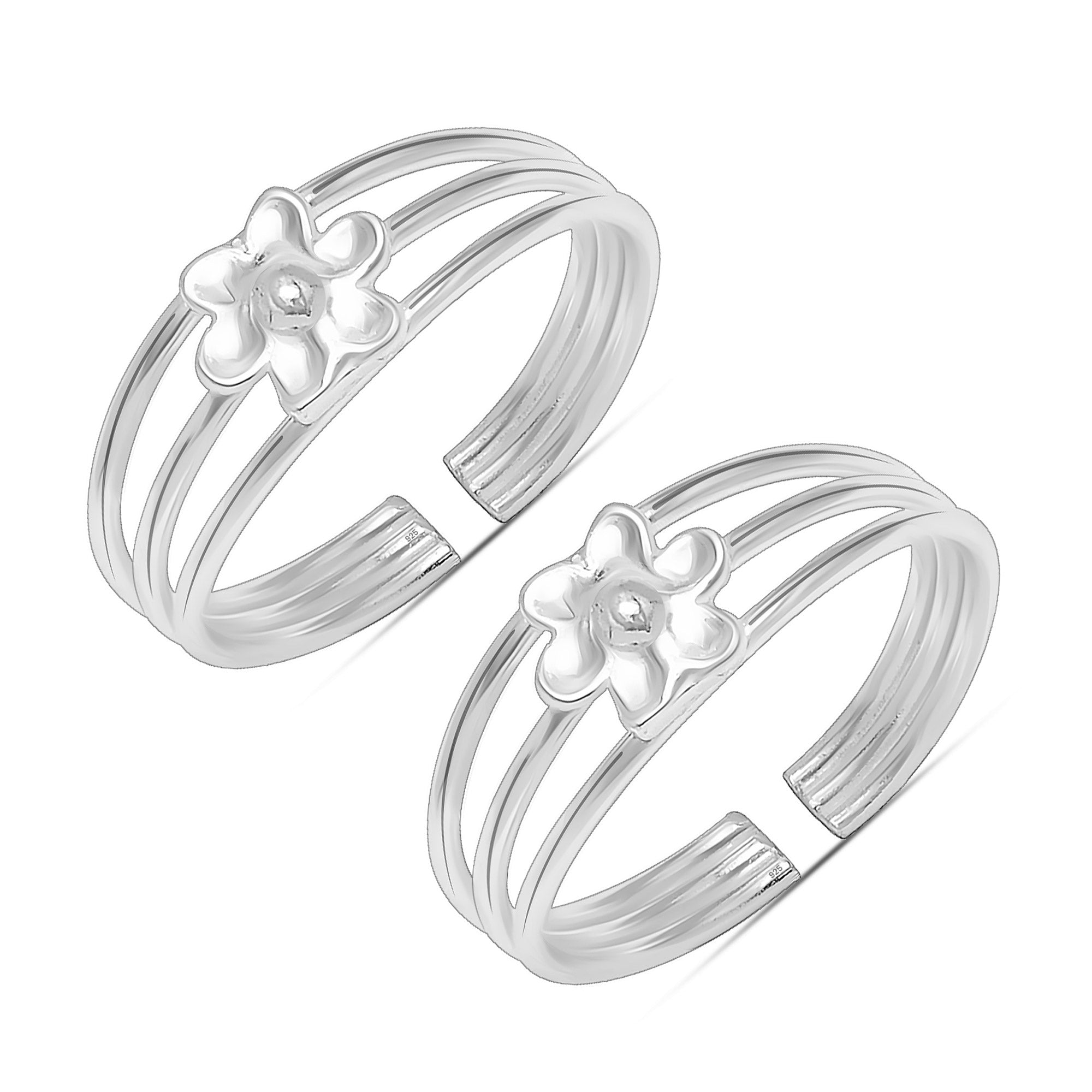 925 Sterling Silver Floral Style Toe Ring for Women