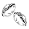 925 Sterling Silver Oxidized Leaf Design Toe Rings for Women