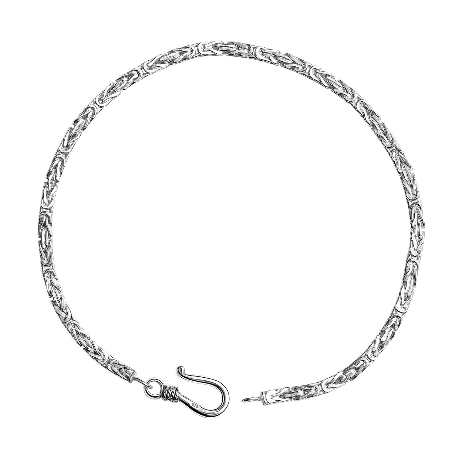 925 Sterling Silver Designer Byzantine Chain Bracelet for Men and Boys 22 CM