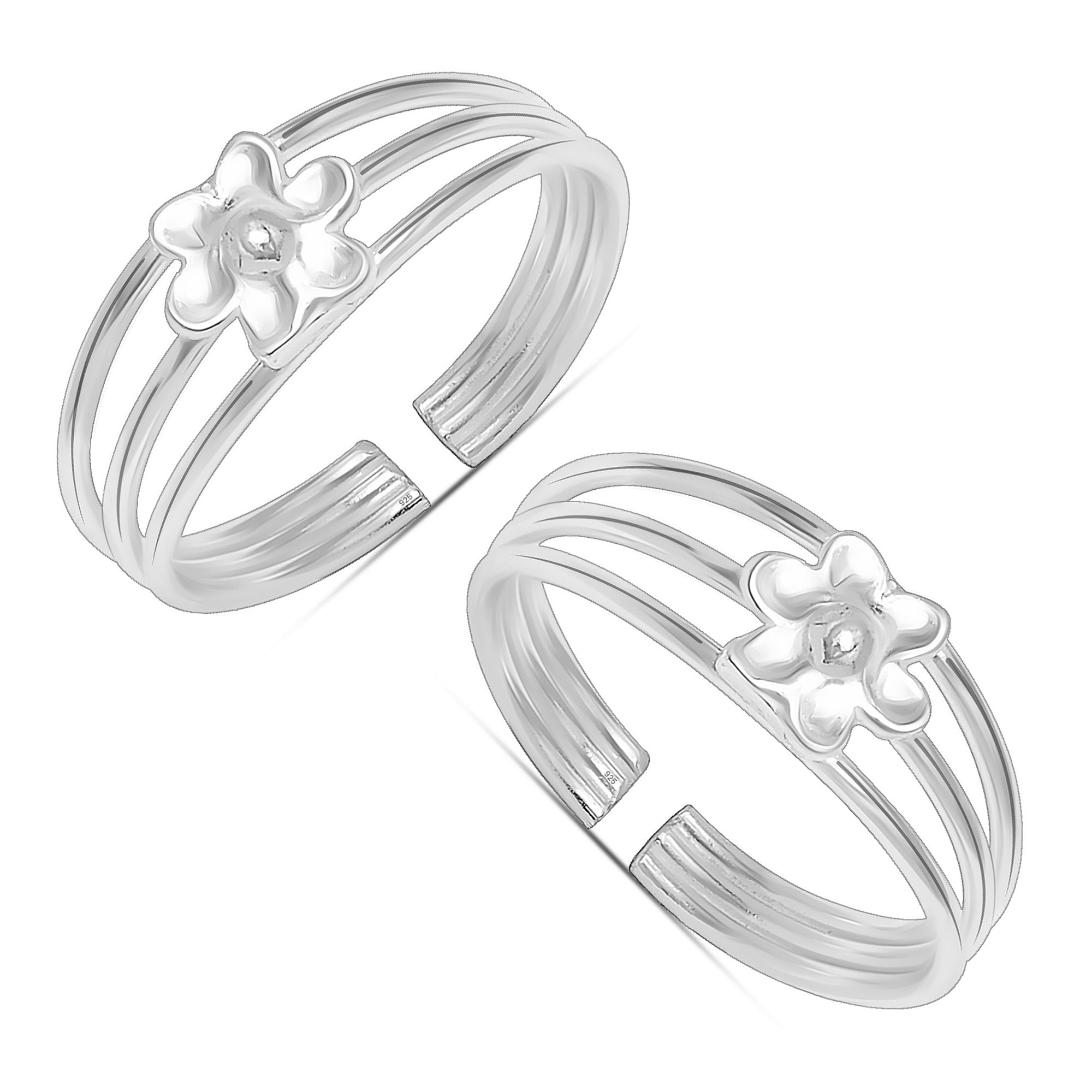 925 Sterling Silver Floral Style Toe Ring for Women