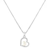 925 Sterling Silver CZ Heart Pearl Pendant Necklace for Women