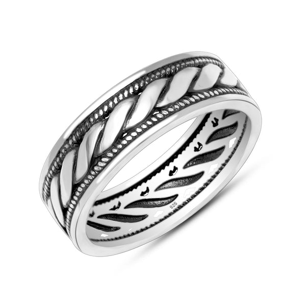 925 Sterling Silver Oxidised Band Ring for Men