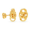 925 Steling Silver Italian 14K Gold-Plated Diamond-Cut Love Knot Stud Earrings for Women