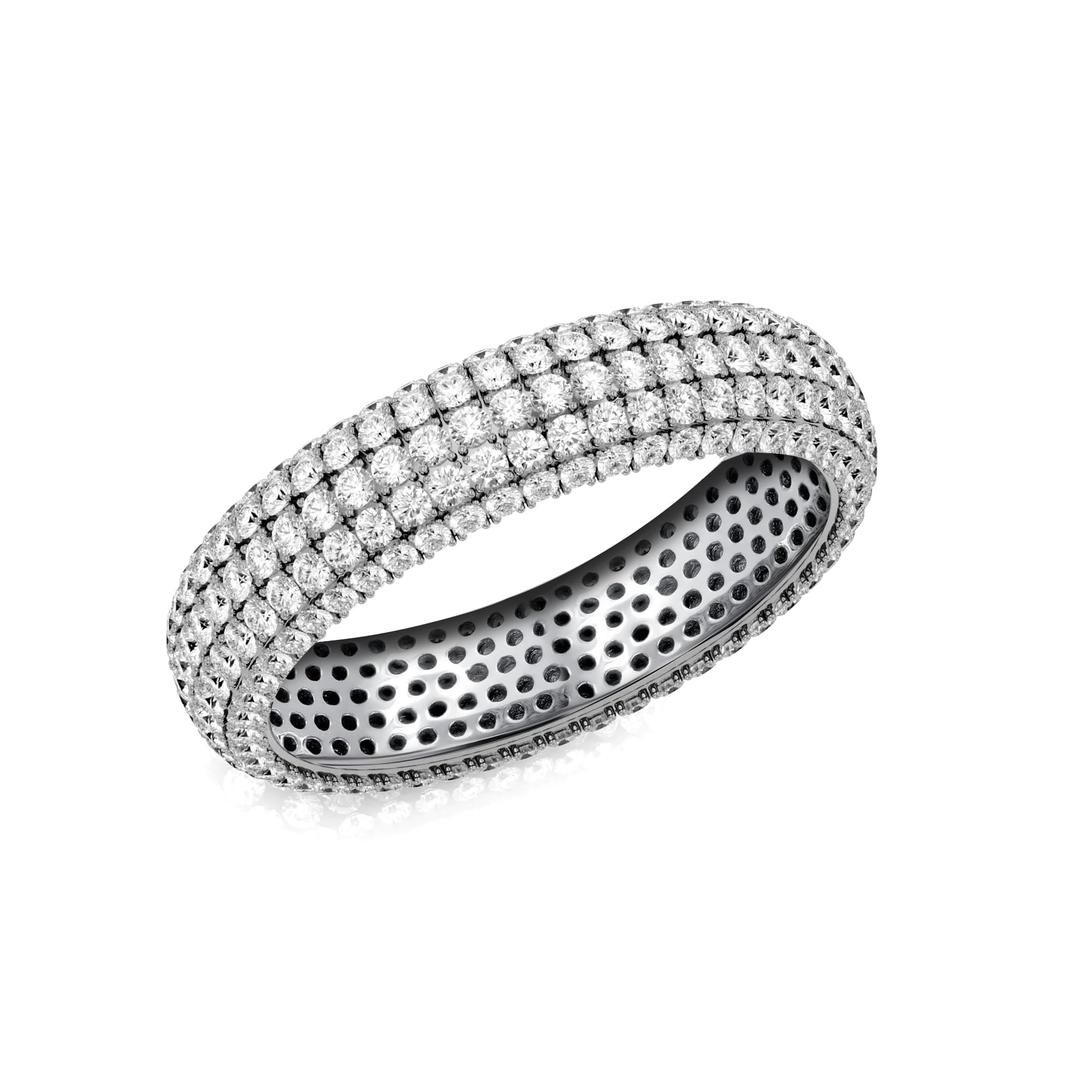 925 Sterling Silver CZ 5 Layer Engagement Eternity Wedding Band Finger Ring for Men and Women