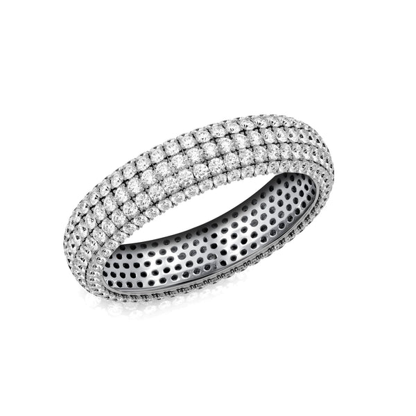 925 Sterling Silver Rhodium Plated CZ 5 Layer Engagement Eternity Wedding Band Finger Ring for Men and Women