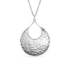 925 Sterling Silver Crescent Drop Hammered Pendant Necklace for Women