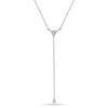 925 Sterling Silver Handmade Cubic Zirconia Lariat Adjustable Dainty Drop Y Pendant Necklace for Women