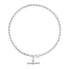 925 Sterling Silver T-Bar Rolo Link Chain Anklet for Women and Girls