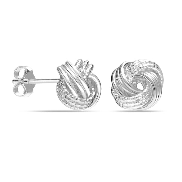 925 Sterling Silver Italian Design Love Knot Interlaced Stud Earrings for Women