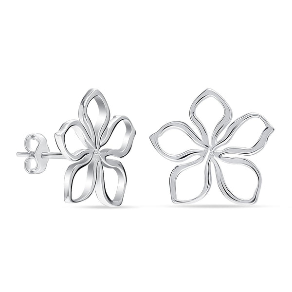 925 Steling Silver Periwinkle Flower Design Stud Earrings for Women