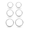 925 Sterling Silver Set of 3 Pairs Endless Hoop Earring for Teen