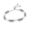 925 Sterling Silver Gold Plated Byzantine Link Bolo Pearl Bracelet for Women