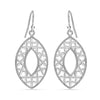 925 Sterling Silver Diamond-Cut Floral Intricate Filigree Design Oval Drop Dangle Earrings for Women