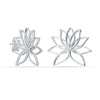 925 Steling Silver Minimalist Flower Lotus Design Stud Earrings for Women