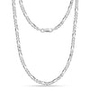 925 Sterling Silver Italian Solid Diamond-Cut Figaro Link Chain Necklace for Men and Women 4MM