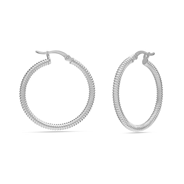 925 Sterling Silver Wire Wrapped Texture Lightweight Chunky Click-Top Hoop Earrings for Teen