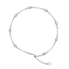 925 Sterling Silver Oval Moon Bead Station Chain Anklets for Women 1 Pc