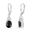 925 Sterling Silve Black Onyx and White Zirconia Leverback Drop Dangle Earrings for Women