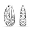 925 Sterling Silver Hypoallergenic Trendy Small Oval Mesh Filigree Heart Click-Top Hoop Earrings for Women