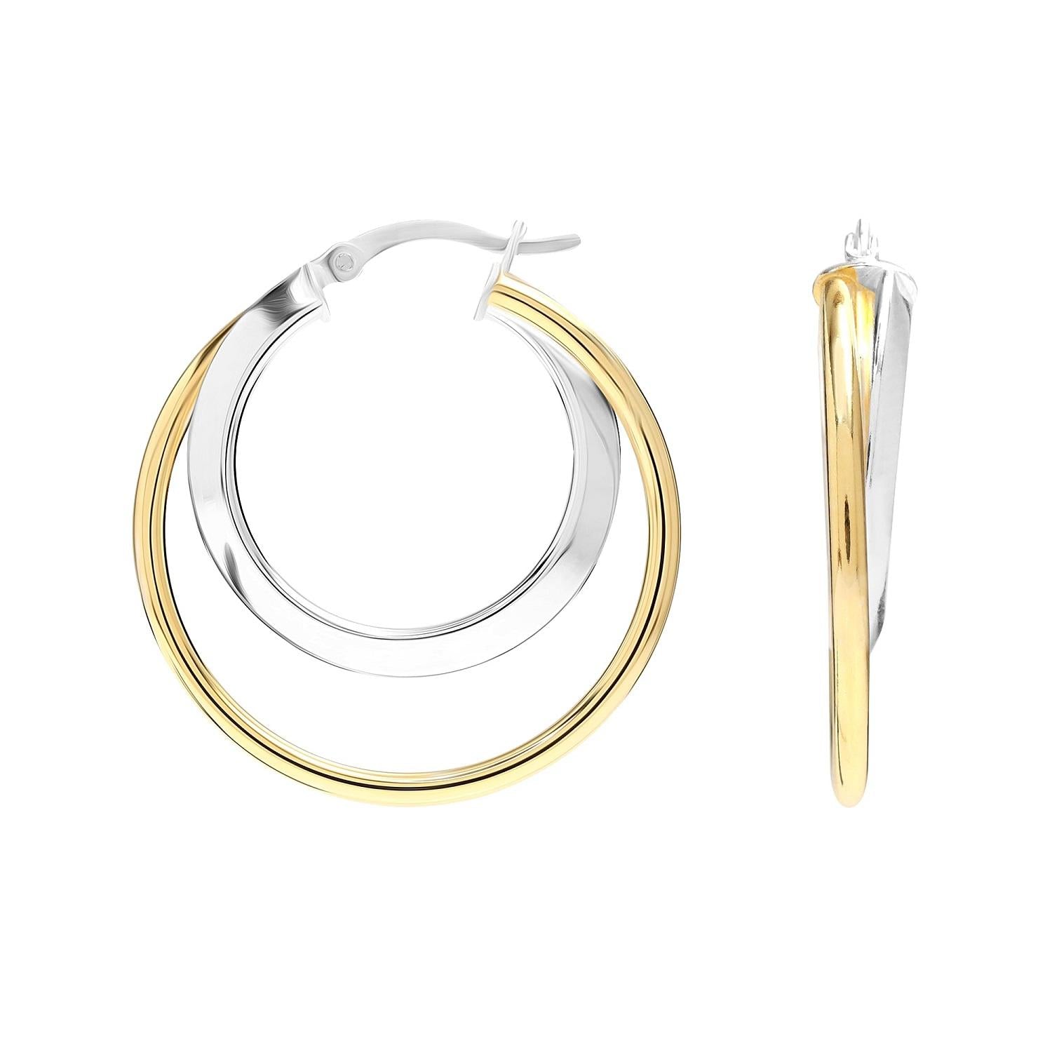 925 Sterling Silver Double Circle ClickTop Hoop Earrings for Women