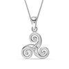 925 Sterling Silver Irish Celtic Knot Triskele Triple Spiral Charm Pendant Necklace for Women