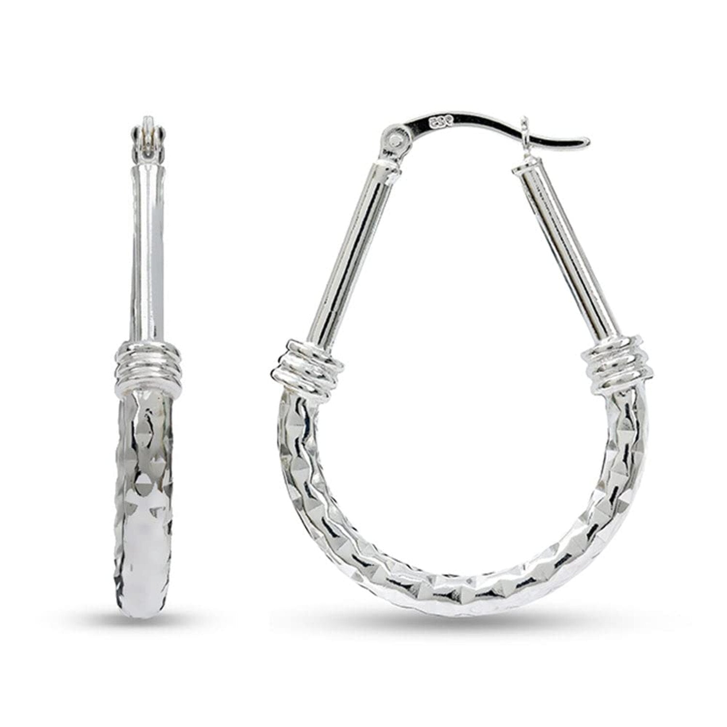 925 Sterling Silver Click-Top Oval Hoop Earrings for Women and Girls