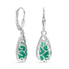 925 Sterling Silve Created Green Turquoise Teardrop Filigree Leverback Drop Dangle Earrings for Women