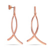 925 Sterling Silver 14K Rose-Gold Plated Long Thin Curved Bar Drop Dangle Earrings for Women