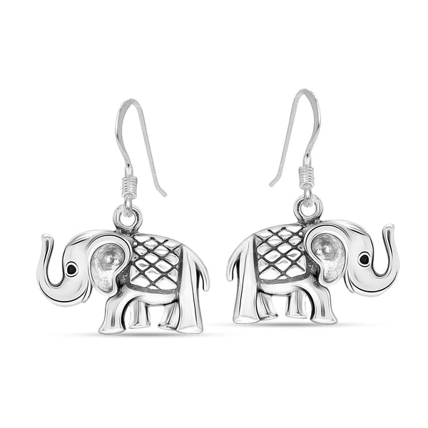 925 Sterling Silve Antique Retro Elephants Animal Themed Dangling Hook Drop Dangle Earrings for Women