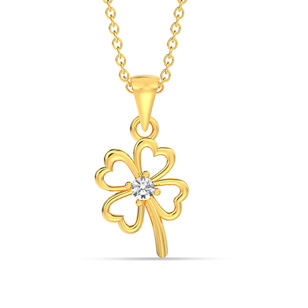 925 Sterling Silver Cubic Zirconia Four Leaf Clover Necklace Pendant for Women Teen