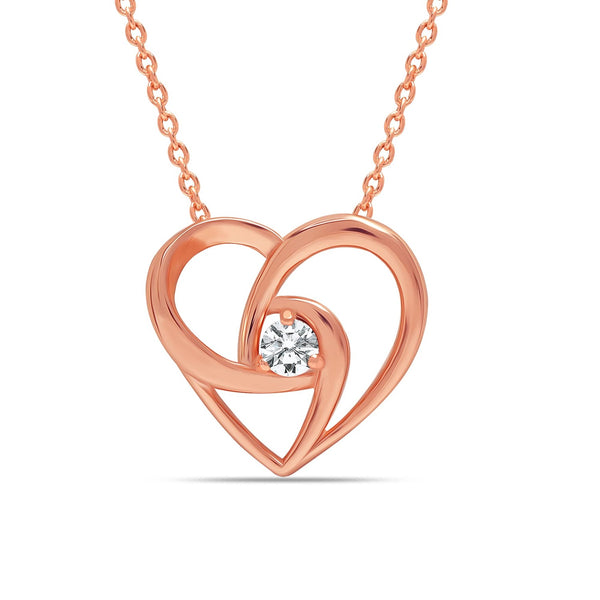 925 Sterling Silver Rose Gold Plated Irish Celtic Knot Cubic Zirconia Heart Pendant Necklace for Women Teen