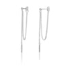 925 Sterling Silver Threader Chain With Bar Drop Dangle Earrings for Women