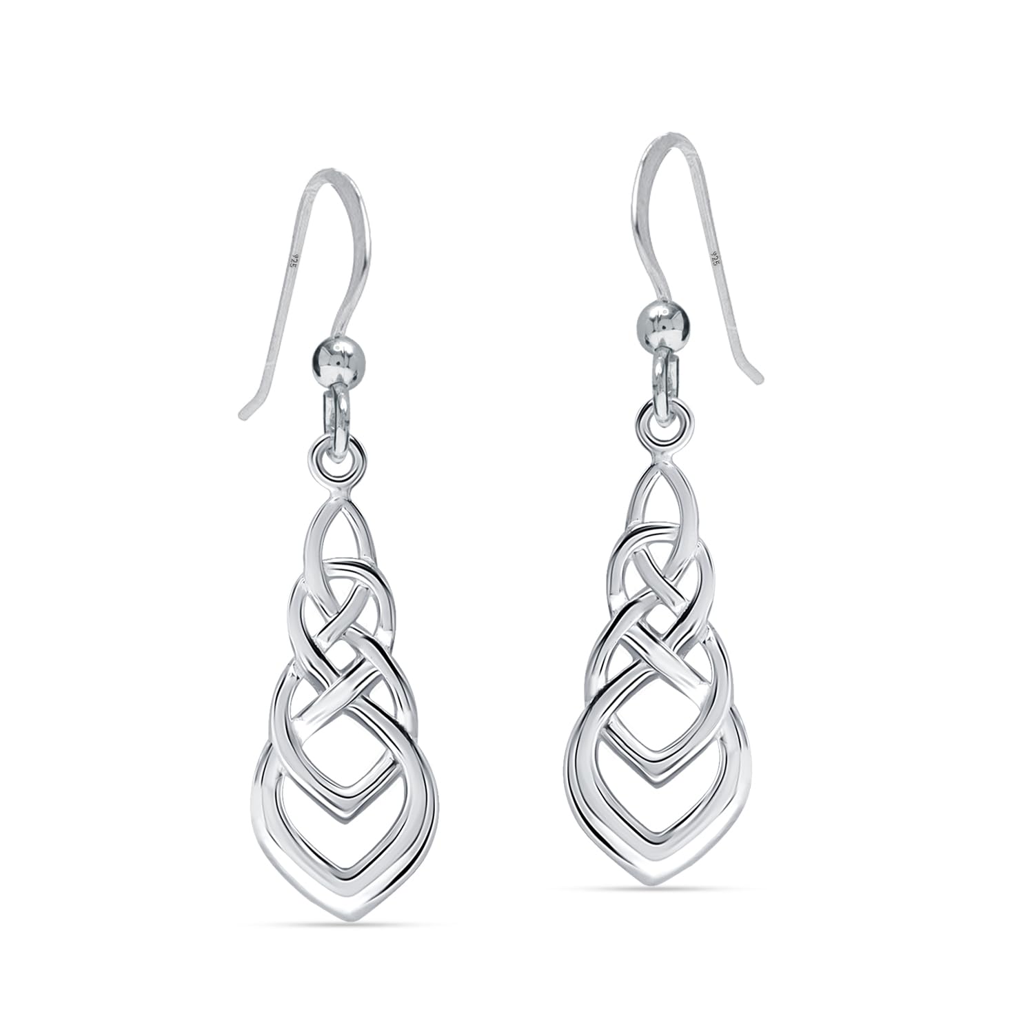 925 Sterling Silve Good Luck Irish Celtic Eternity Knot Drop Dangle Earrings for Women