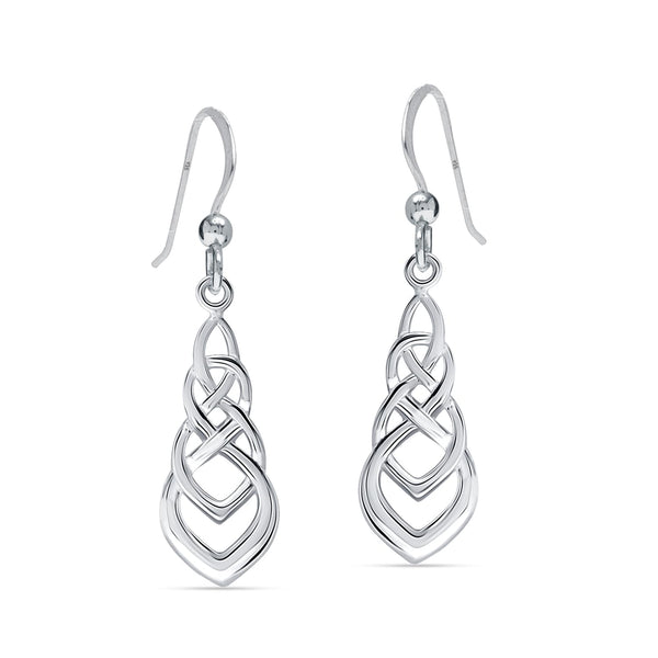 925 Sterling Silve Good Luck Irish Celtic Eternity Knot Drop Dangle Earrings for Women