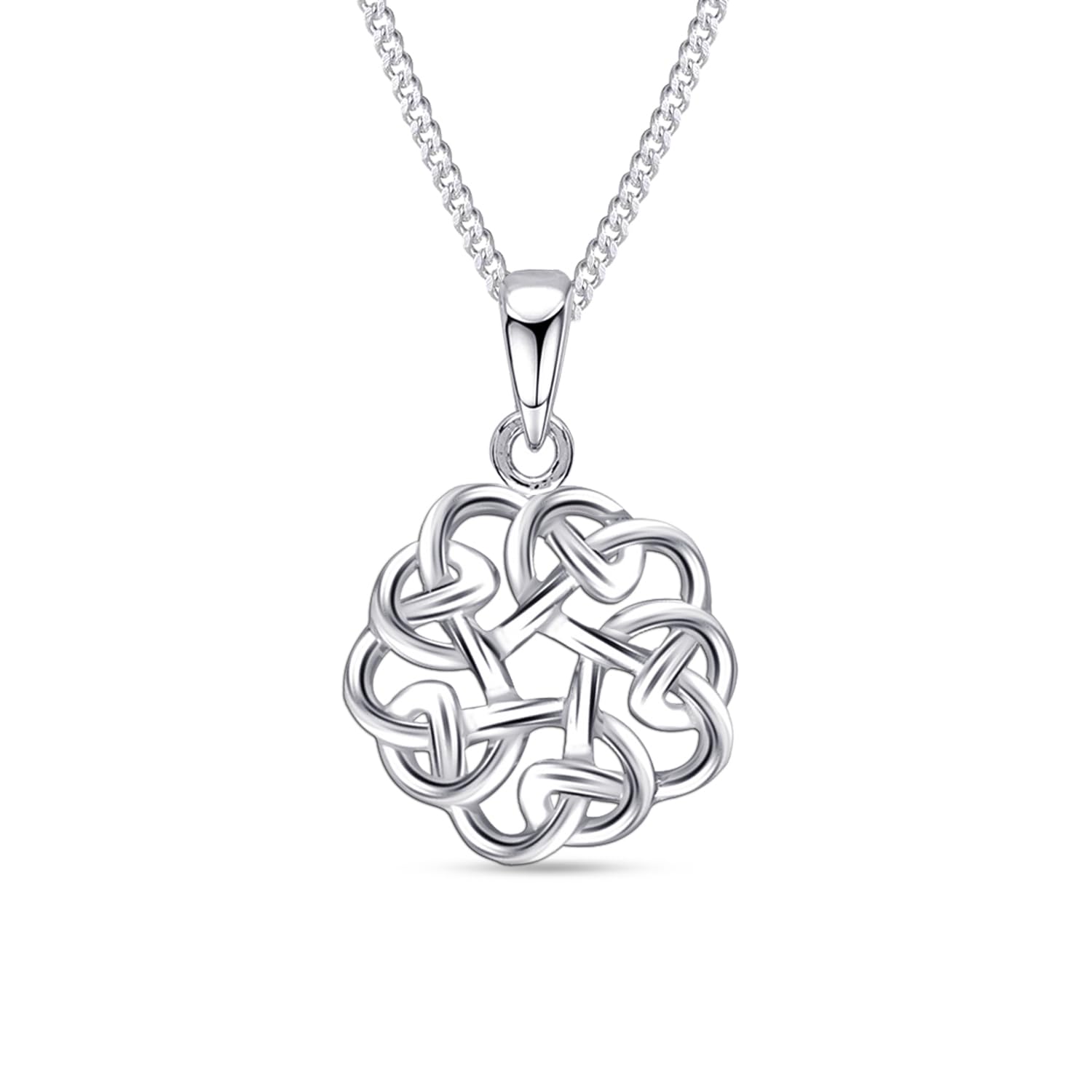 925 Sterling Silver Celtic Wheel of Life Knot Pendant Necklace for Women