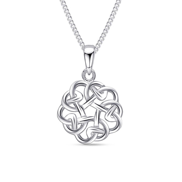 925 Sterling Silver Celtic Wheel of Life Knot Pendant Necklace for Women