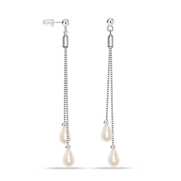 925 Sterling Silver Pearl Drop Dangle Long Earring for Women