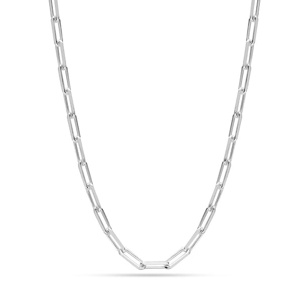 925 Sterling Silver Italian PaperClip Link Chain Necklace for Teen and Women 0.35 CM