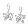 925 Sterling Silver Filigree Heart and Butterfly Floral Design Diamond-Cut Lightweight Leverback Drop Dangle Earrings for Women