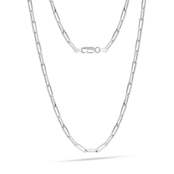 925 Sterling Silver Italian PaperClip Link Chain Necklace for Women