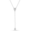 925 Sterling Silver Double CZ Lariat Drop Adjustable Lariat Simple Y Necklace for Women