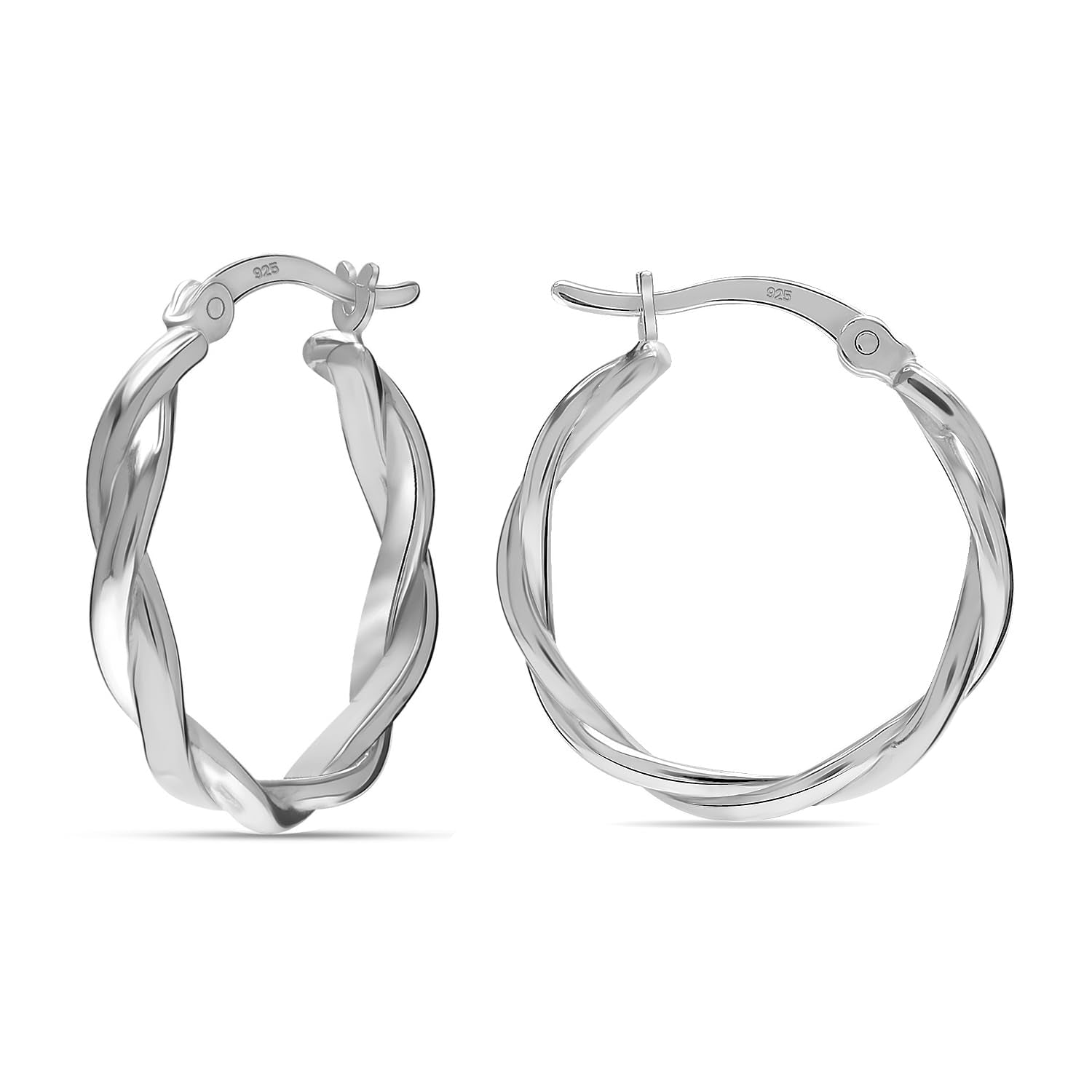 925 Sterling Silver Infinity Lightweight Round Twisted Hoop Earrings for Women