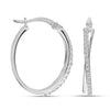 925 Sterling Silver Small Zirconia X-Shaped Click-Top Hoop Earrings for Women