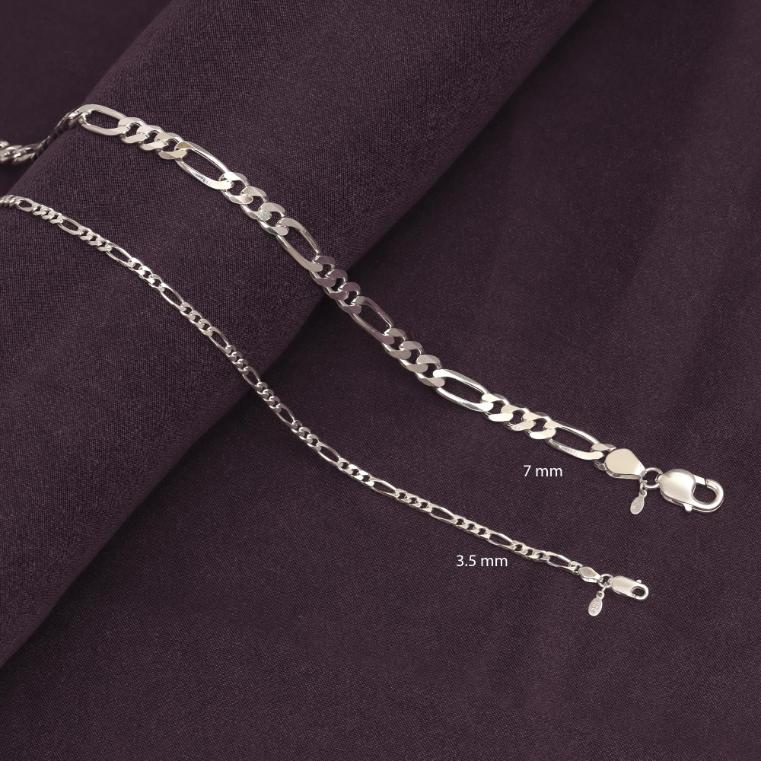 925 Sterling Silver Italian 0.7CM Solid Diamond-Cut Figaro Link Chain Necklace for Men and Women