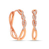 925 Sterling Silver 14K Rose-Gold Plated Cubic Zirconia Twisted Endless Lightweight Classic Infinity Hoop Earrings for Women