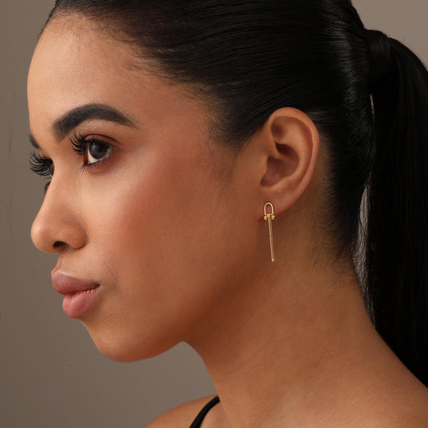 925 Sterling Silve 14K Gold-Plated U-Shaped Paperclip Link Chain Drop Dangle Earrings for Women